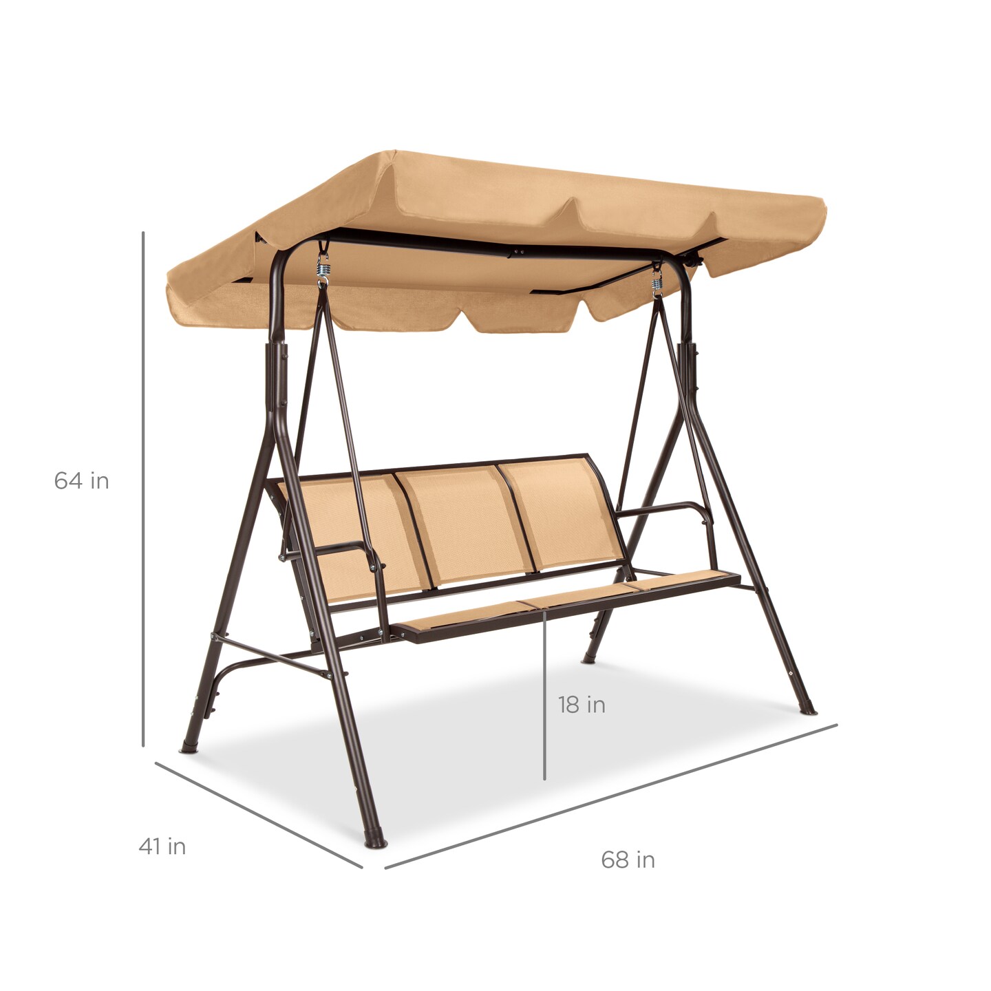 Best Choice Products 2-Seater Outdoor Adjustable Canopy Swing Glider Patio Bench w/ Textilene, Steel Frame