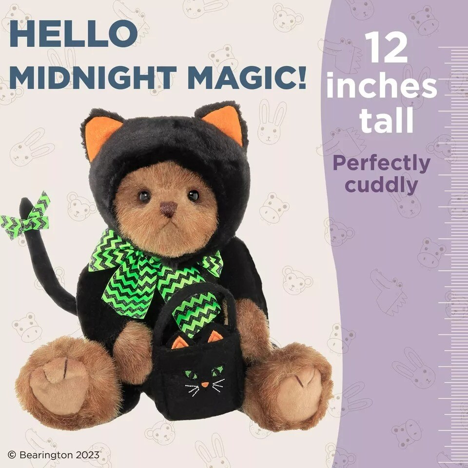 12&#x22; Black Cat, Midnight Magic Stuffed Animals Halloween Teddy Bear