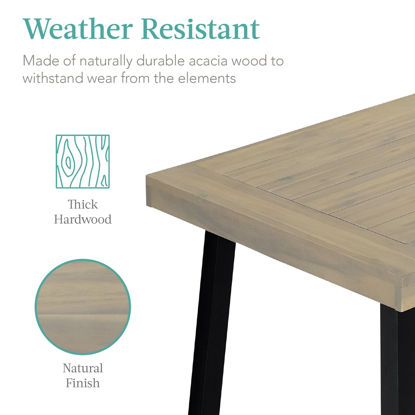 Best Choice Products 6-Person Indoor Outdoor Patio Rustic Acacia Wood Picnic Dining Table w/ Metal Legs
