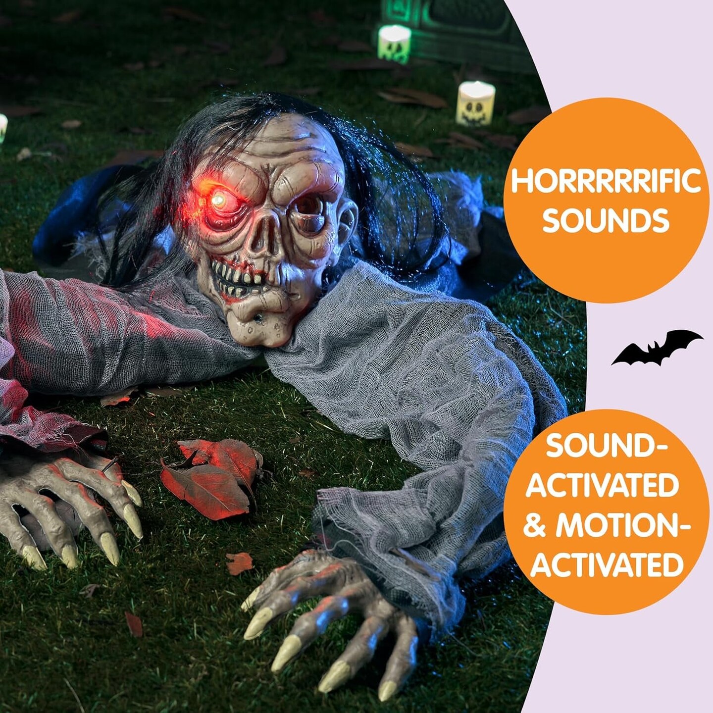 Halloween Animated Zombie Groundbreaker with Decayed Face Halloween Animatronic Decorations for Halloween Outdoor Yard Decor Halloween Decorations Scary Graveyard Lawn Décor