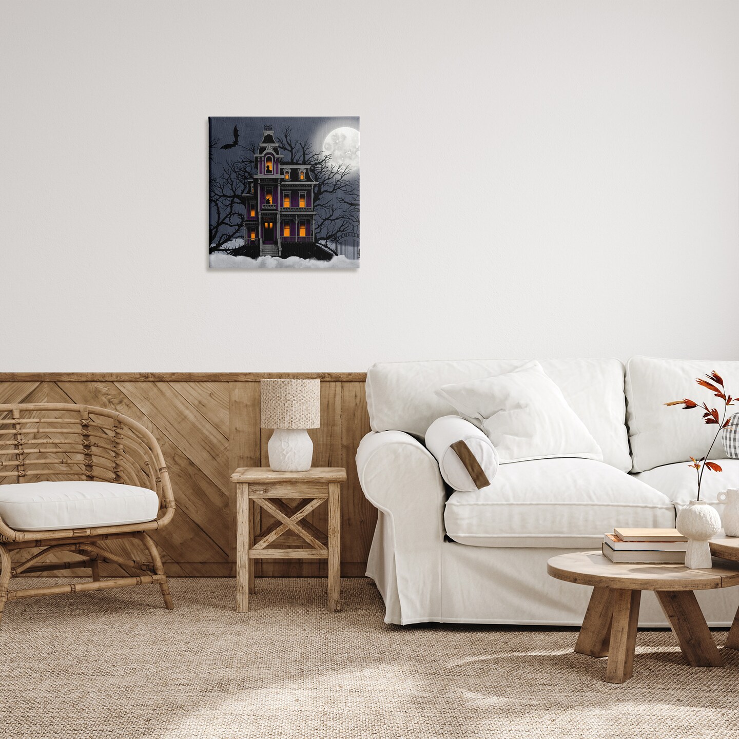 Stupell Industries Creepy Haunted Halloween House Canvas Wall Art