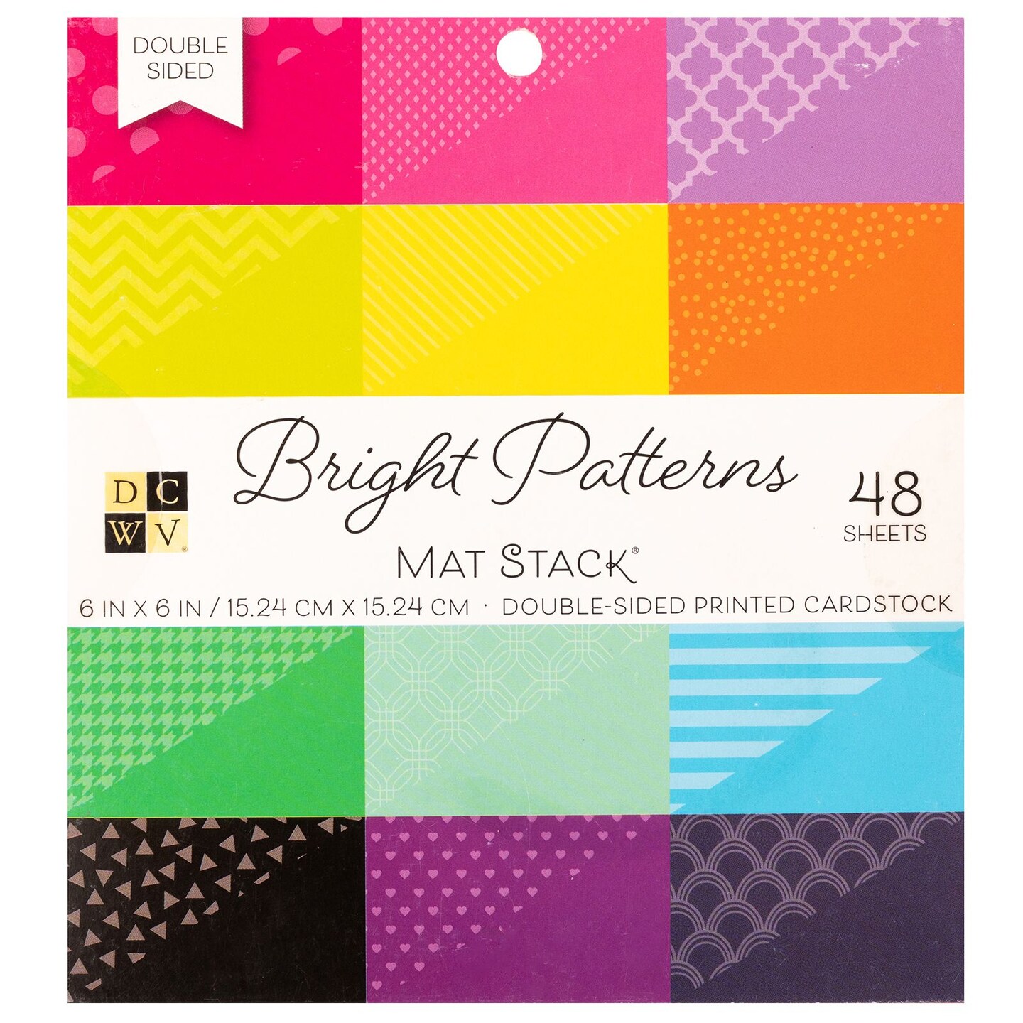 DCWV®️ MAT STACK 6 X 6 - BRIGHT PATTERNS - DOUBLE SIDED 48SH PS-006-00103
