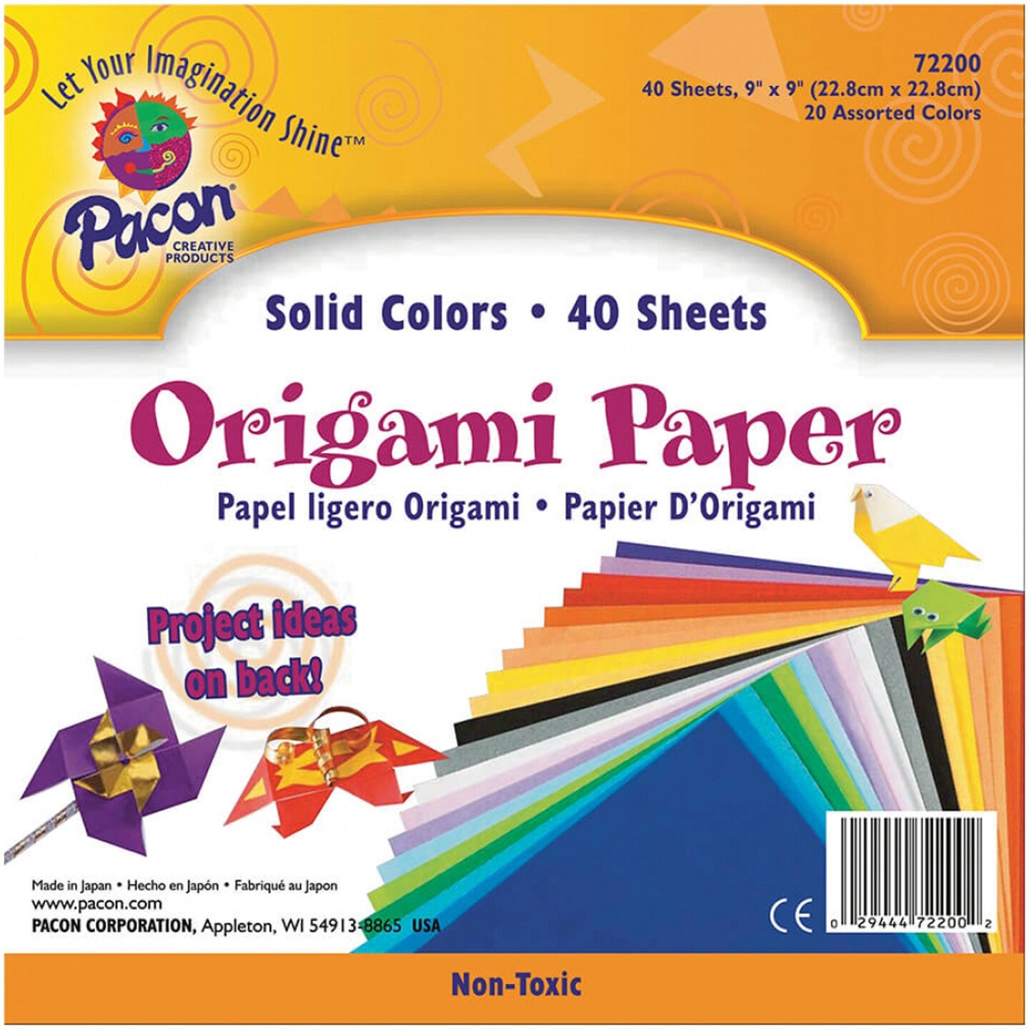 Origami Paper, Assorted Colors, 9&#x22; x 9&#x22;, 40 Sheets