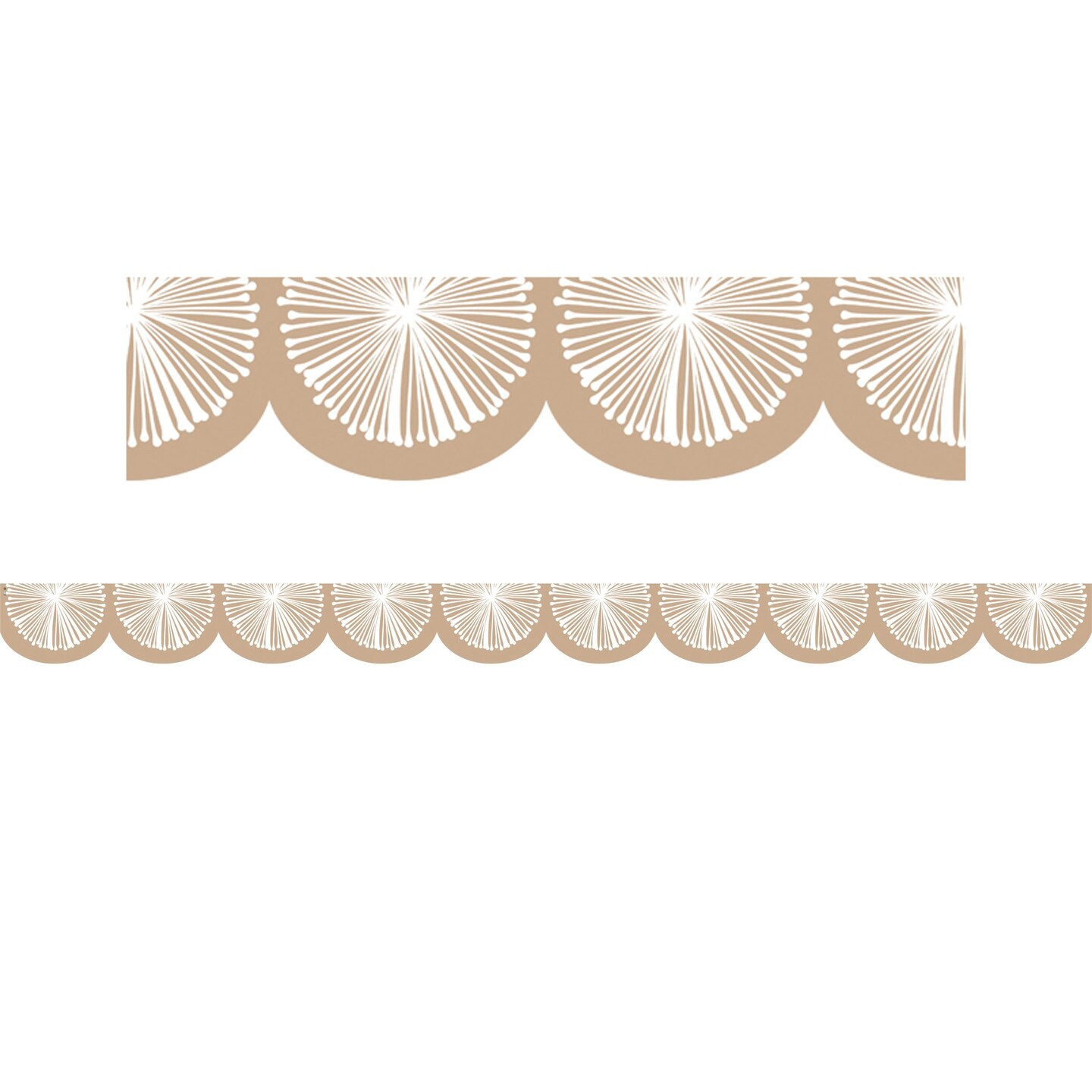 Natural Poms Scalloped Trim Die Cut