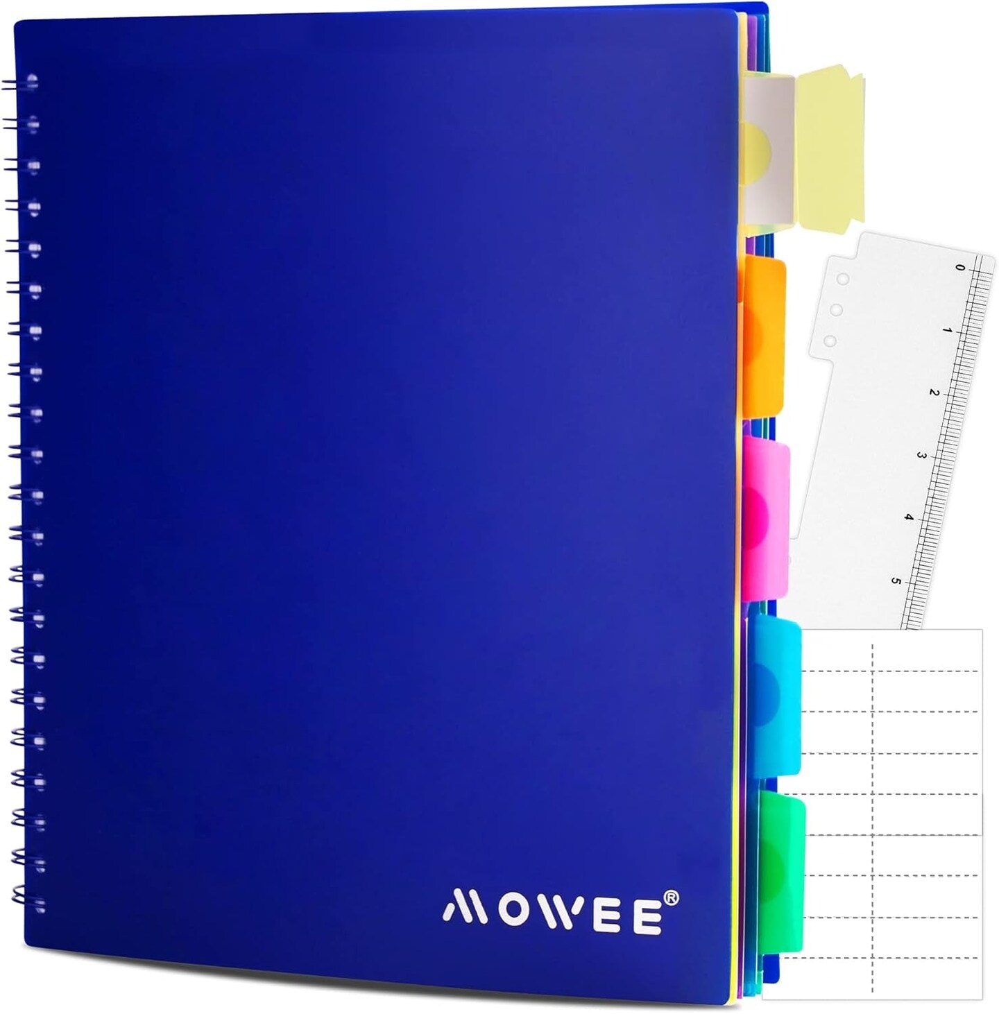 Spiral Notebook - 5 Subject Notebook, College Ruled Notebook with Dividers Pocket, Tabs Label, 11&#x22; Ruler, 200 Pages, for Writing Journal, Home &#x26; Office, School Supplies, 8.5&#x27;&#x27;X11&#x27;&#x27;Black