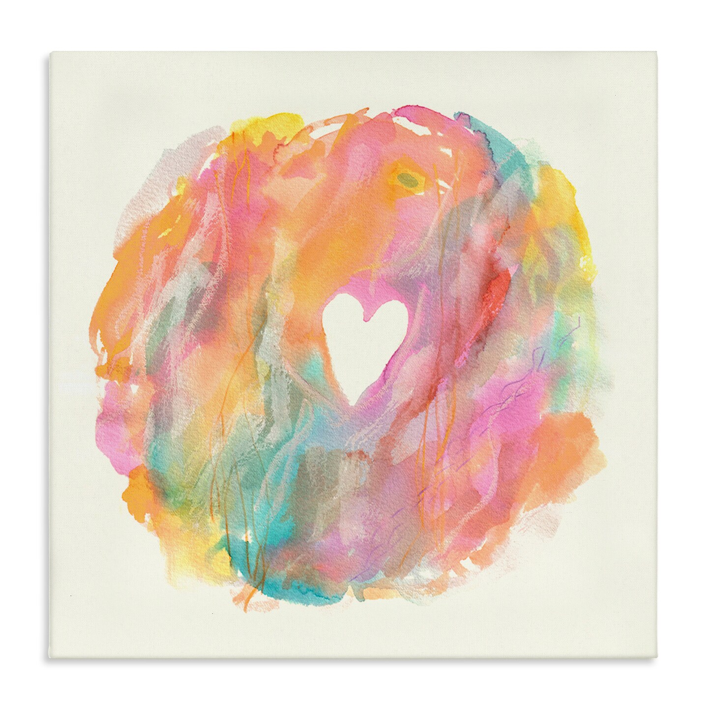Stupell Industries Abstract Heart Fluid Mixed Pastels Canvas Wall Art