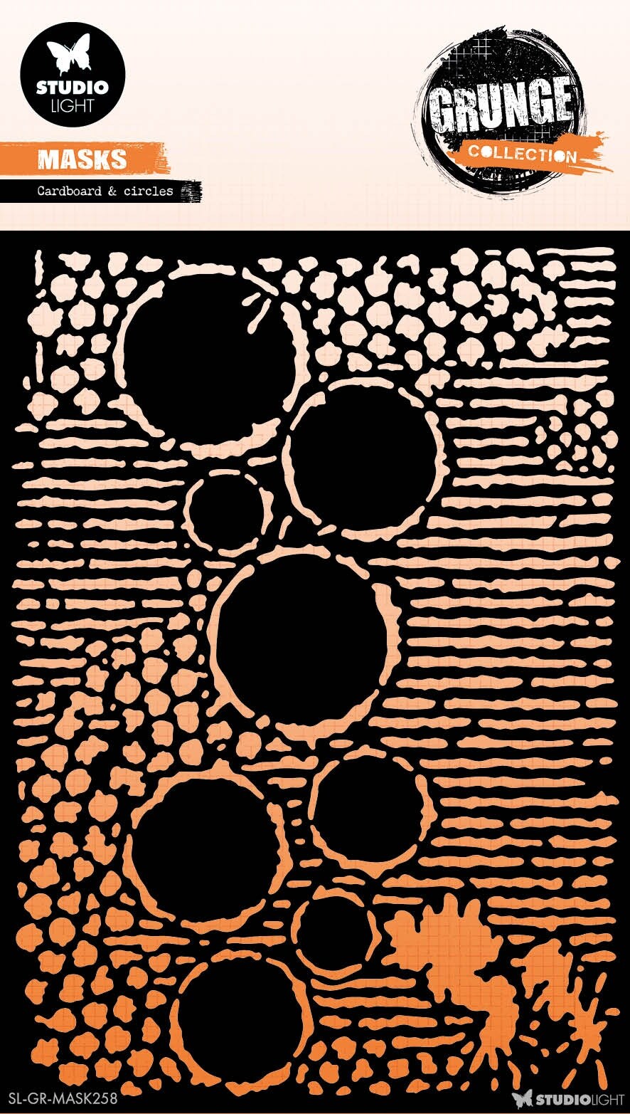 Studio Light Grunge 5.9&#x22;X8.25&#x22; Stencil-Nr. 258, Cardboard &#x26; Circles