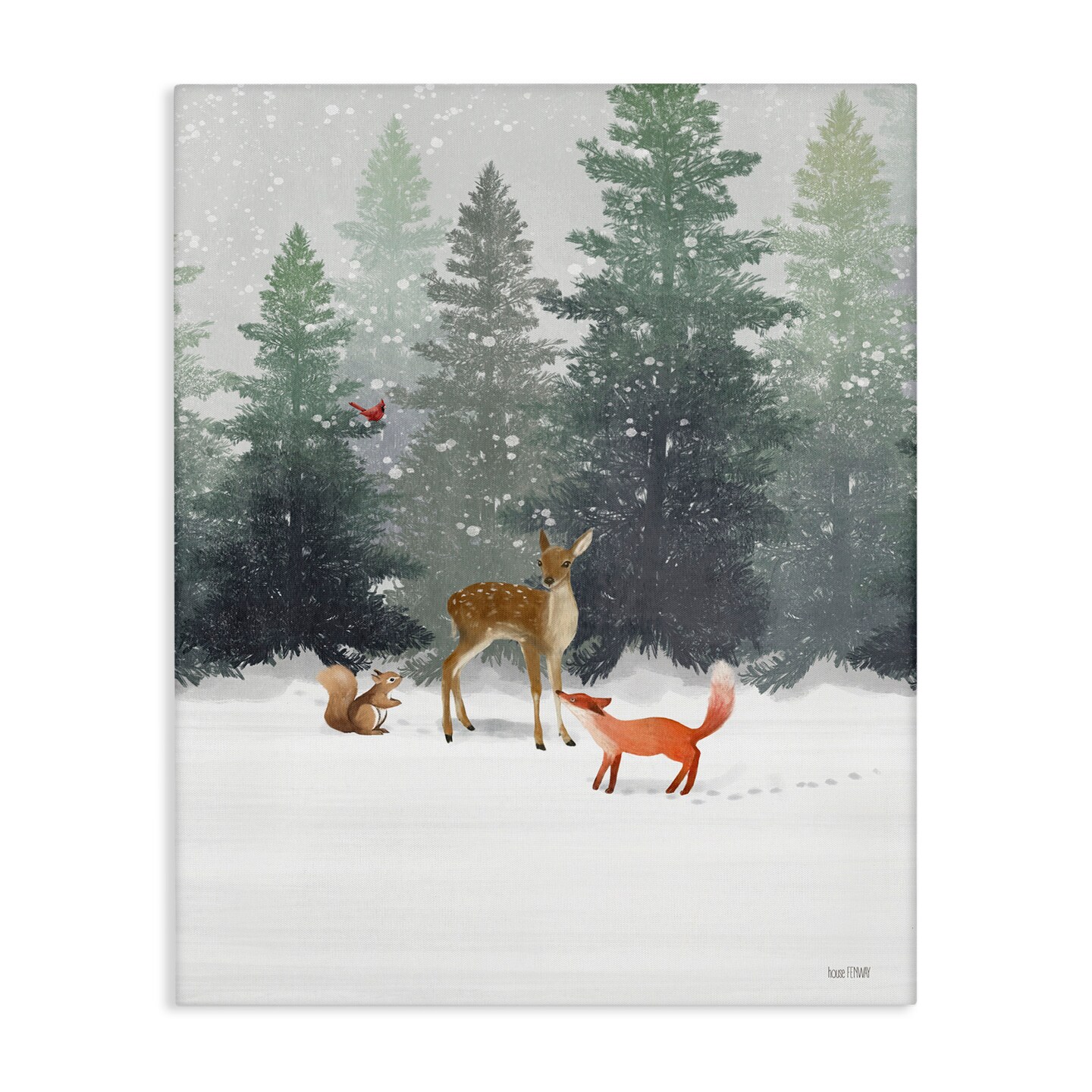Stupell Industries Winter Season Forest Animals Canvas Wall Art