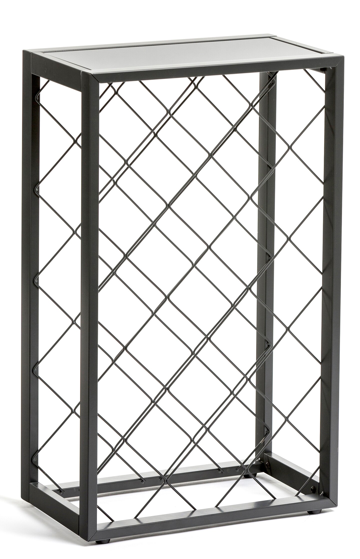 Mango Steam 23 Bottle Black Wine Rack with Glass Top Shelf