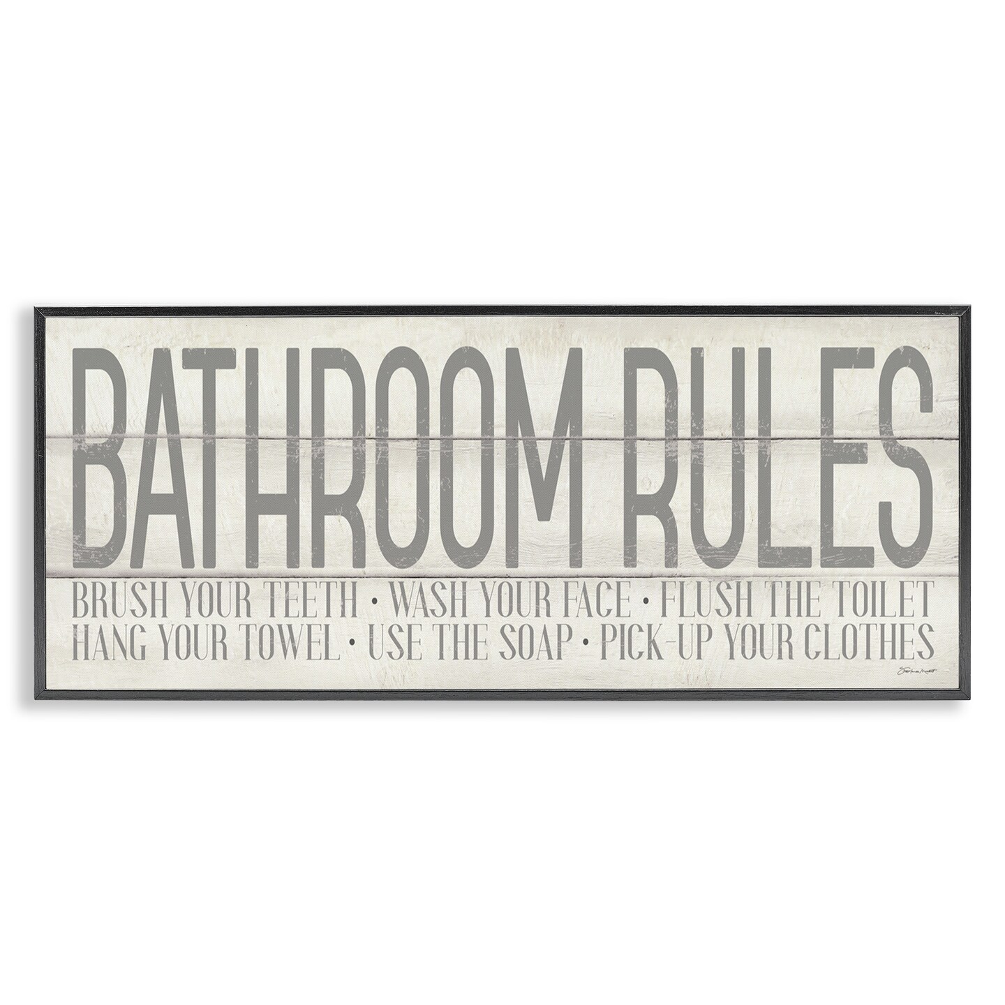 Stupell Industries Planked Style Bathroom Rules Framed Giclee Art