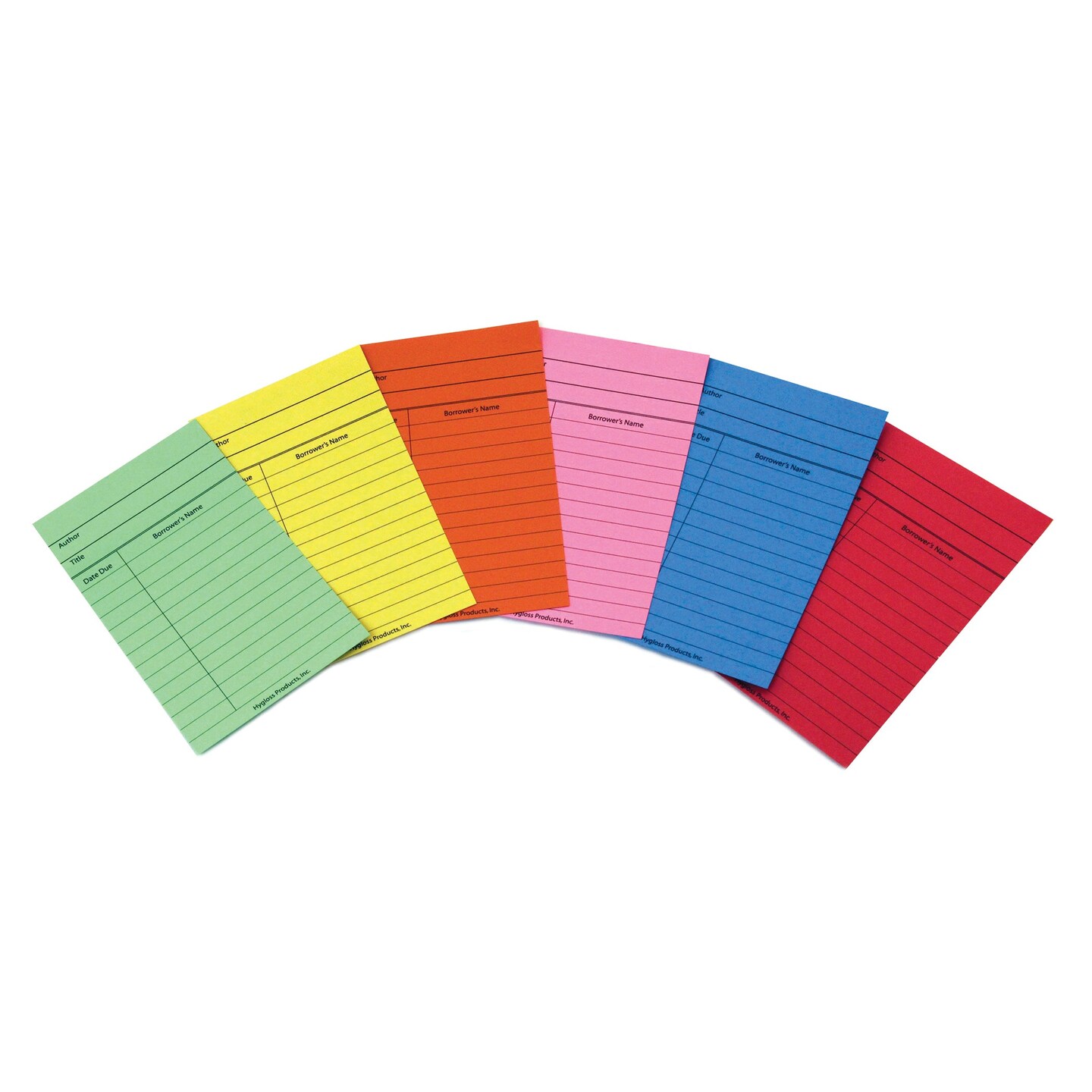 Bright Library Cards, Assorted Colors, Pack of 50