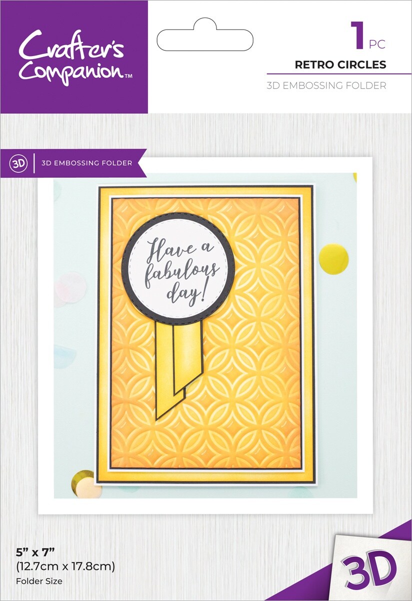 Crafter&#x27;s Companion 3D Embossing Folder 5&#x22;X7&#x22;-Retro Circles