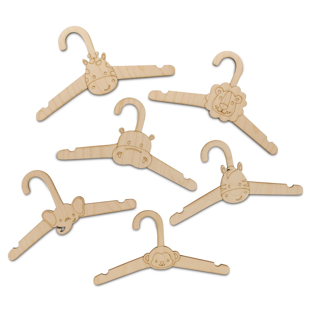 DIY Wooden Baby Hangers for Closet, Set of 6, Safari Nursery |Woodpeckers