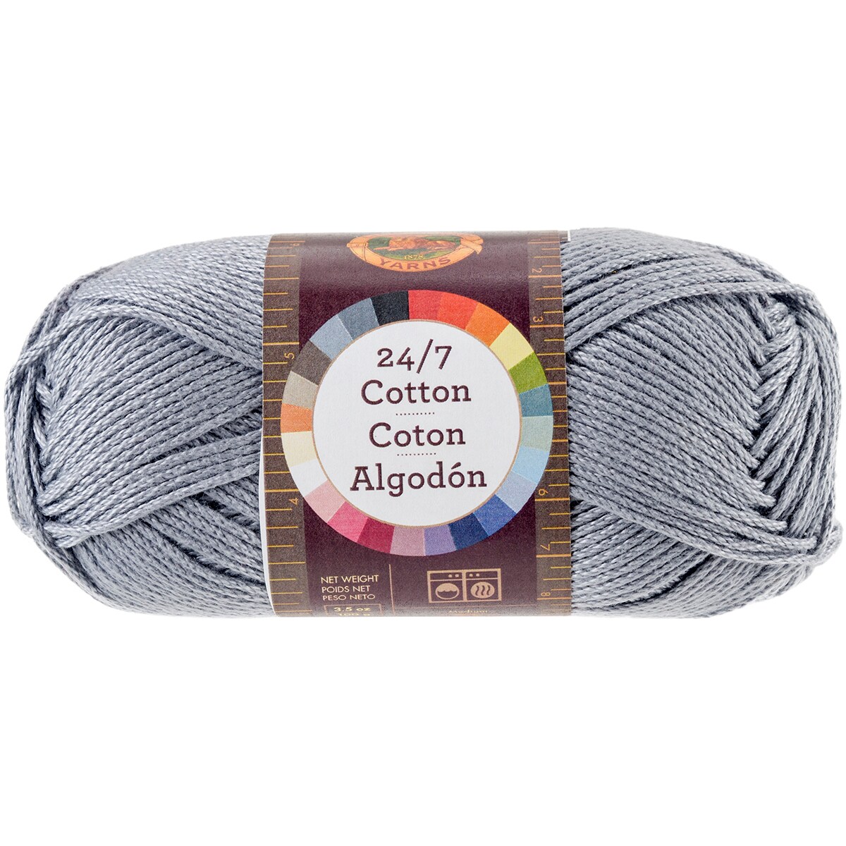 (Pack of 3) Lion Brand 24/7 Cotton Yarn-Silver
