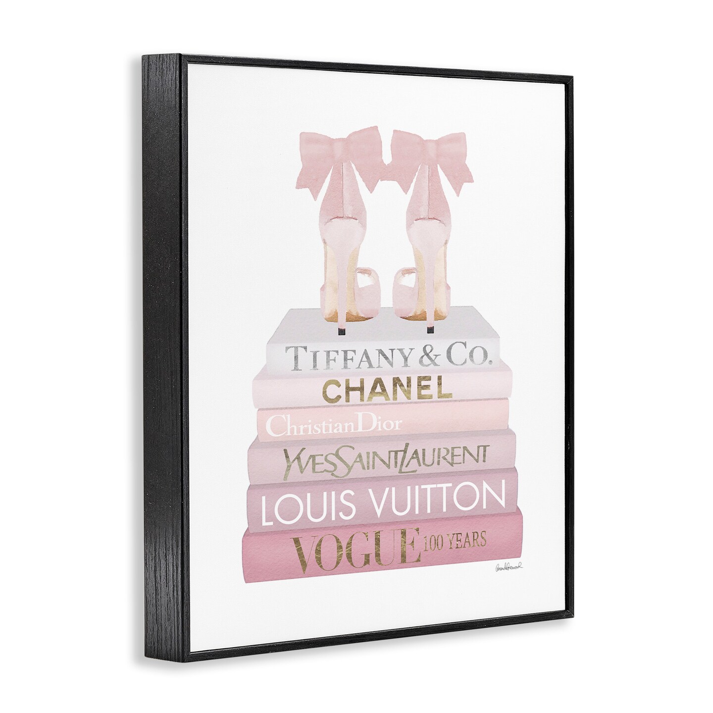 Stupell Industries Chic Shoes Glam Bookstack Framed Giclee Art