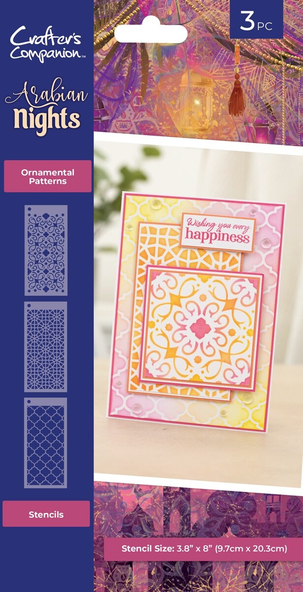 Crafter&#x27;s Companion Arabian Nights Stencil 3.8&#x22;X8&#x22; 3/Pkg-Ornamental Patterns
