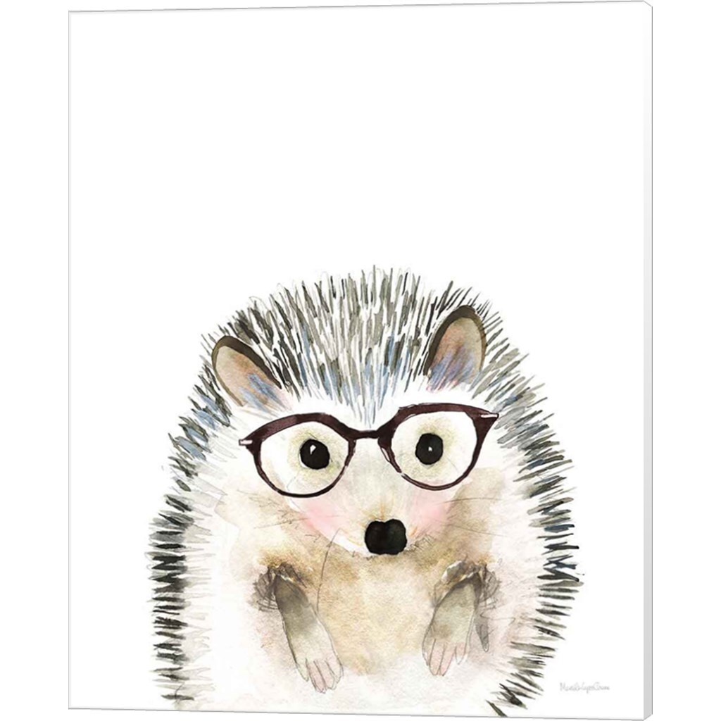 Fox &#x26; Hedgehog in Glasses by Mercedes Lopez Charro 12&#x22; x 15&#x22; Canvas Wall Art (Set of 2)