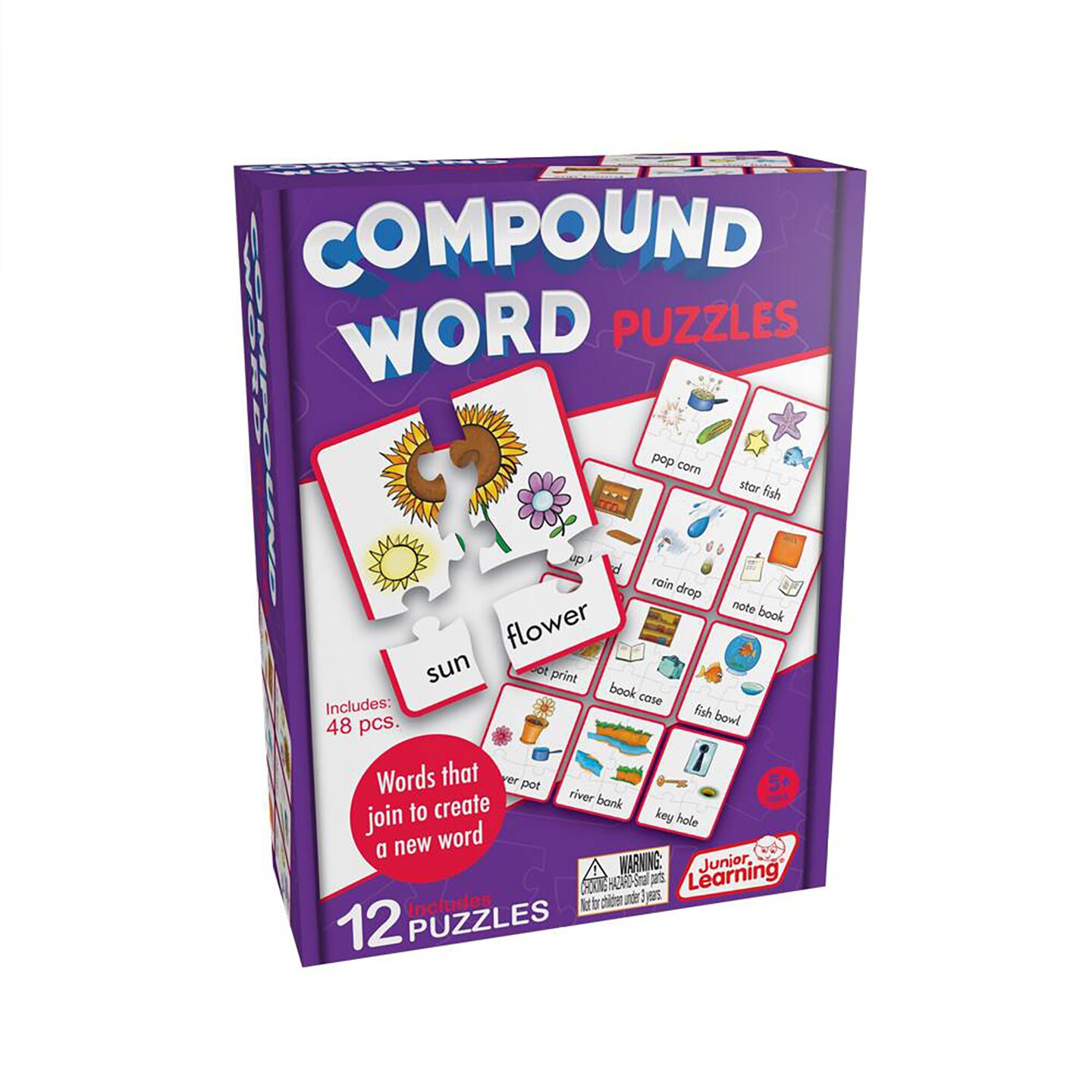 Compound Word Puzzles Junior Learning for Ages 5-8, Grade 1 Grade 2 Learning,  Language Arts Word Level, Perfect for Home School