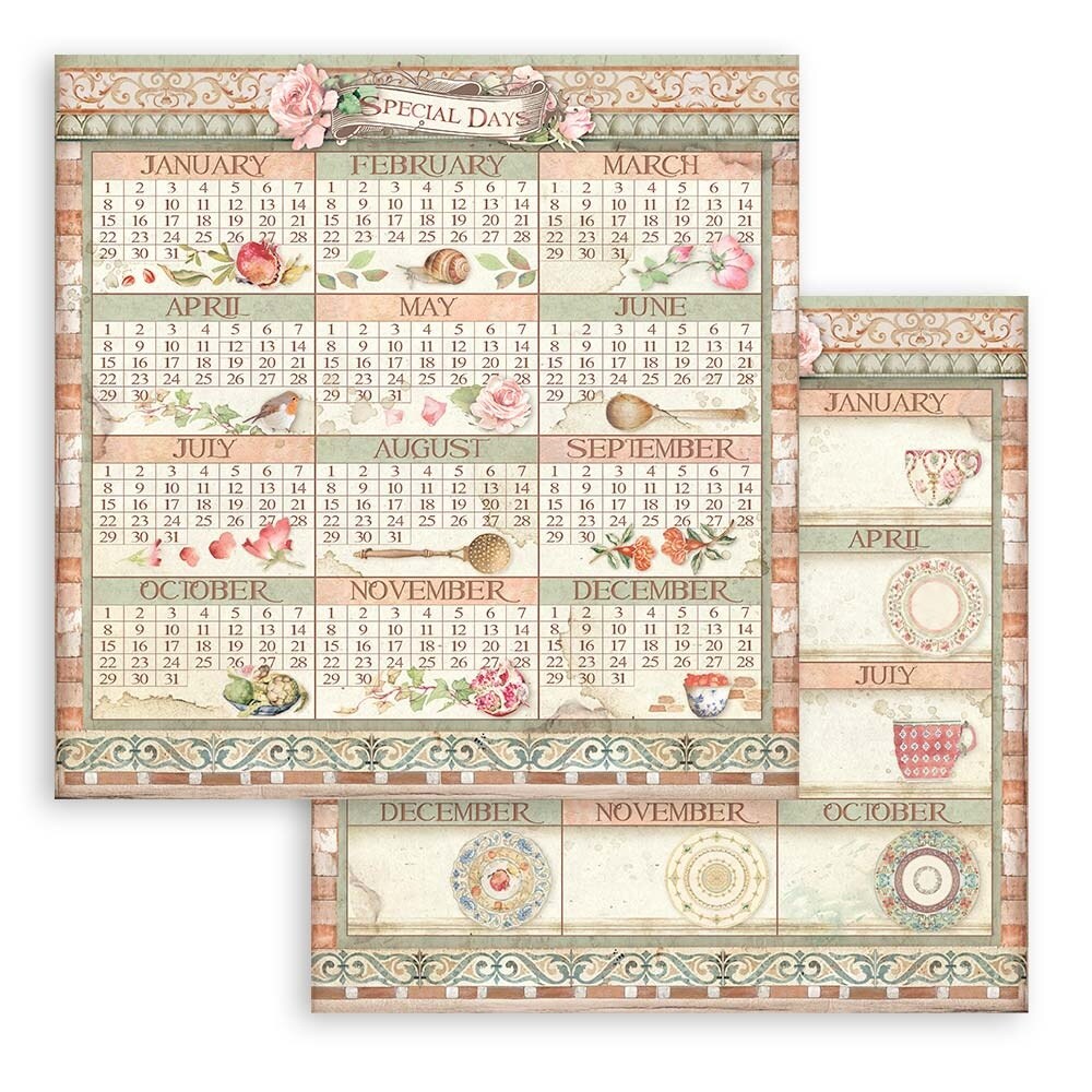 Stamperia Double-Sided Cardstock 12&#x22;X12&#x22;-Calendar, Casa Granada