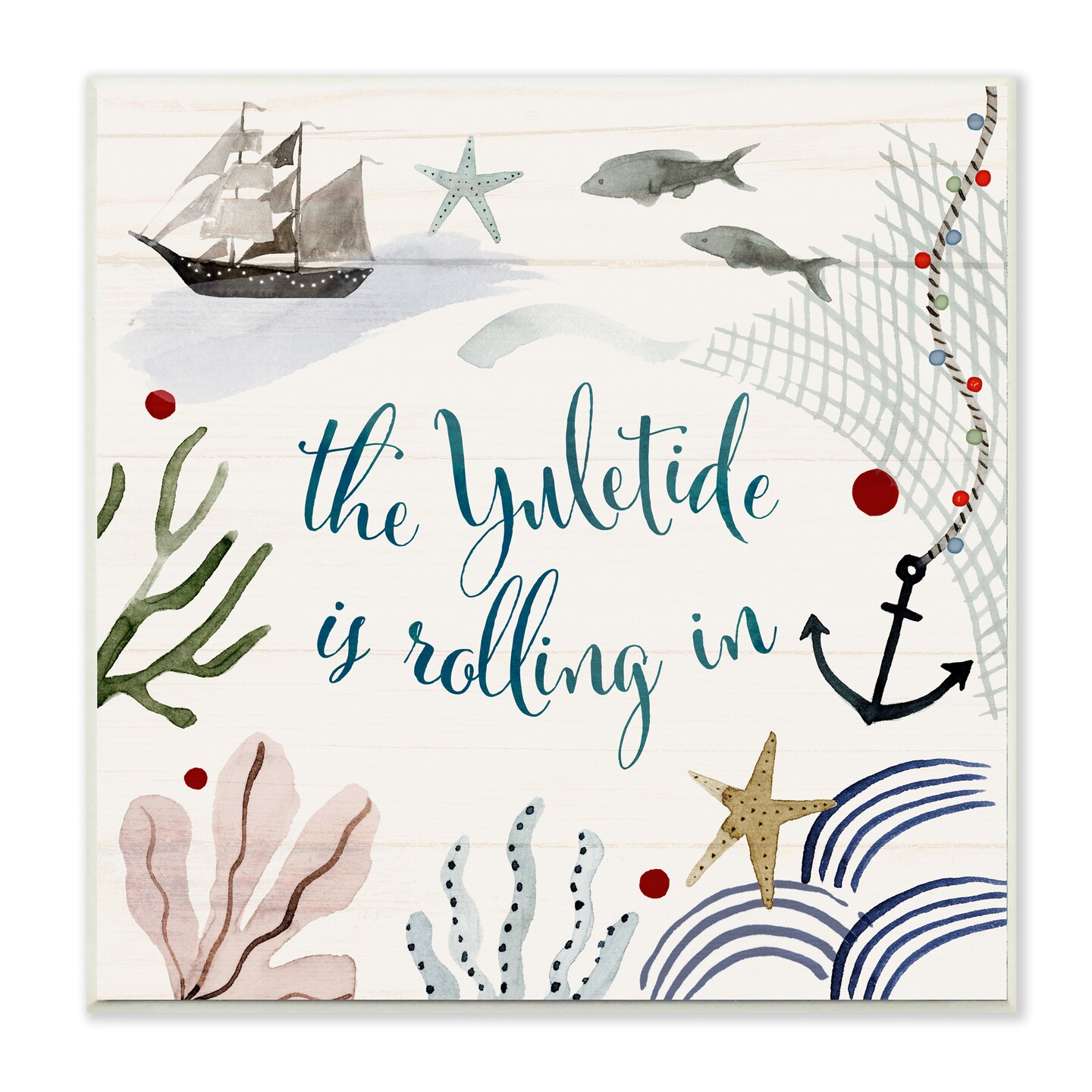 Stupell Industries Nautical Yuletide Christmas Phrase Wall Plaque Art