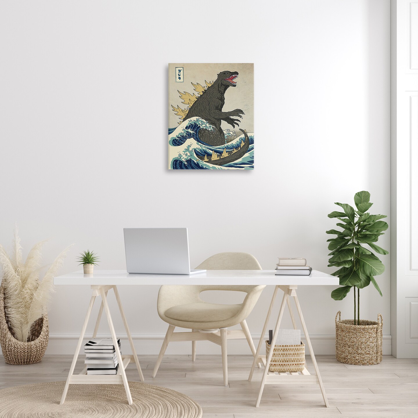 Stupell Industries Nautical Godzilla Eastern Style Illustration Canvas Wall Art
