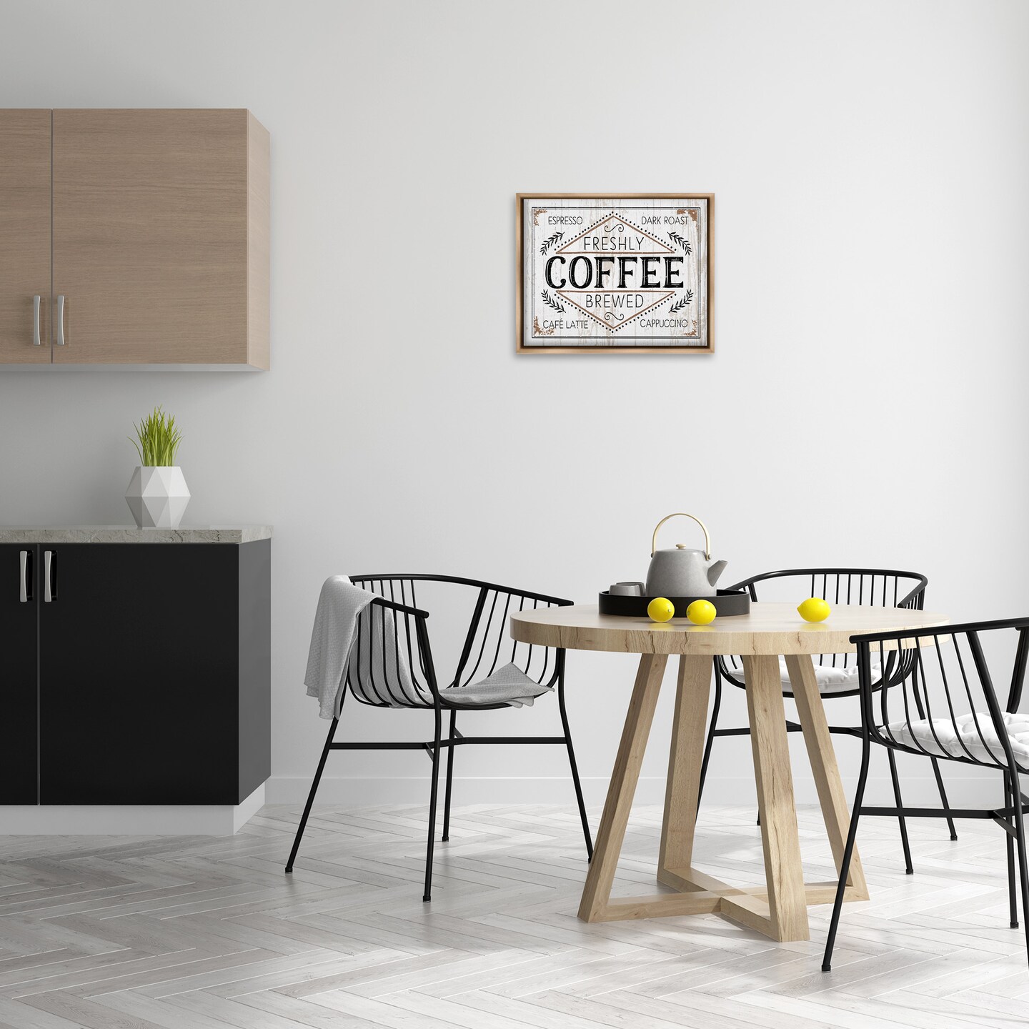 Stupell Industries Charming Fresh Brew Coffee Framed Floater Canvas Wall Art