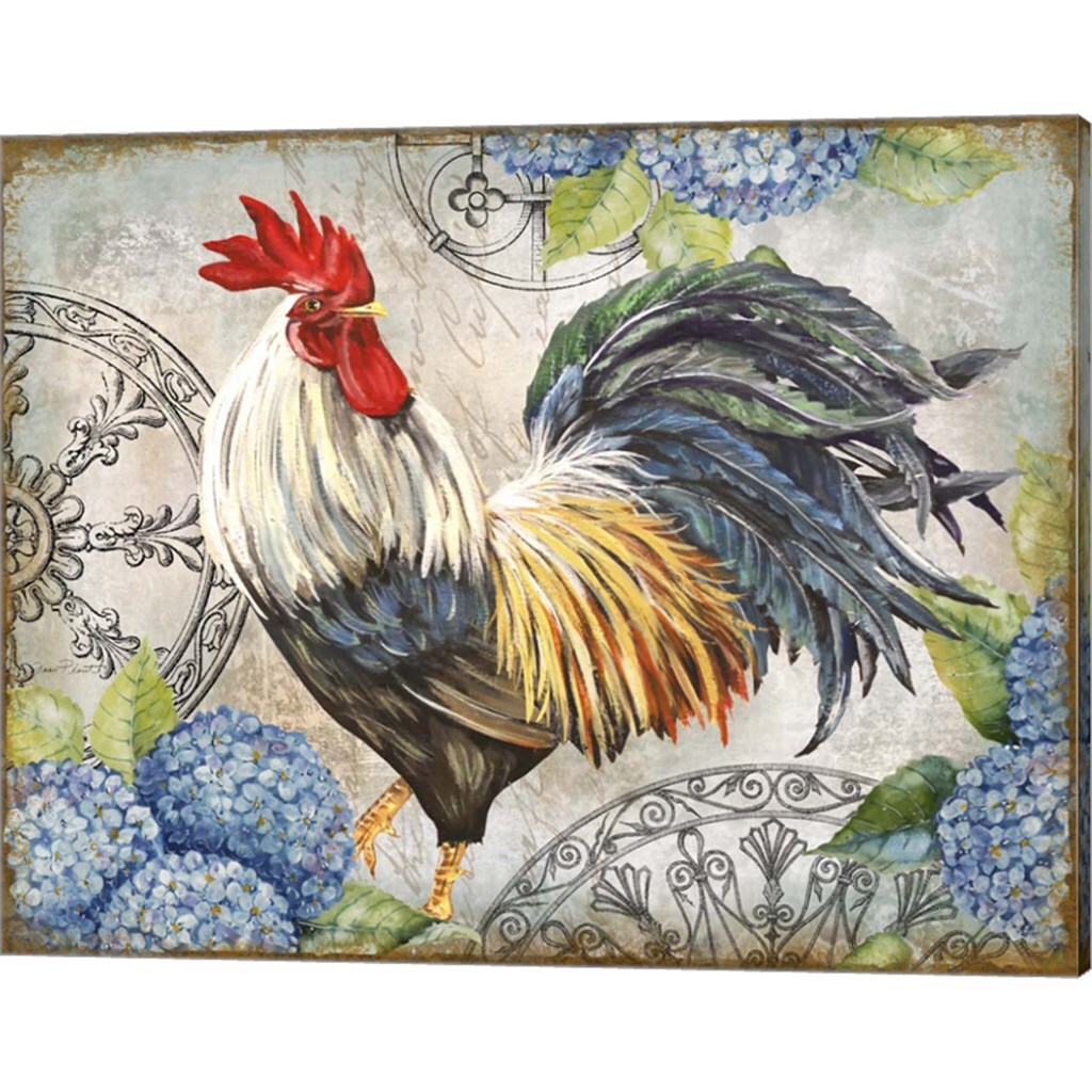 Ironwork Rooster 1 by Jean Plout 15" x 12" Canvas Wall Art (Set of 2)