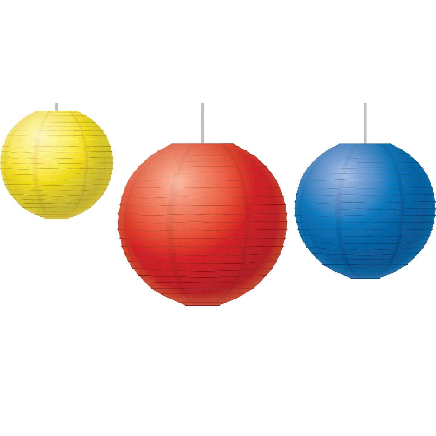 Red, Yellow &#x26; Blue Paper Lanterns, Pack of 3