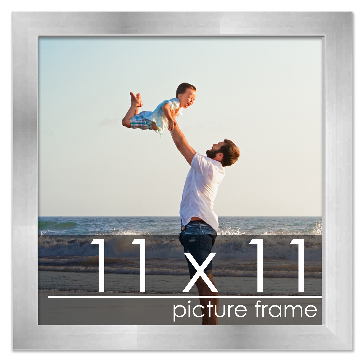 11x11 Solid Wood Picture Frame with UV-Resistant Acrylic & Acid-Free Backing, Available in 6 Finishes: Matte Black, Matte White, Metallic Bronze, Silver, Natural Wood Grain & Mahogany