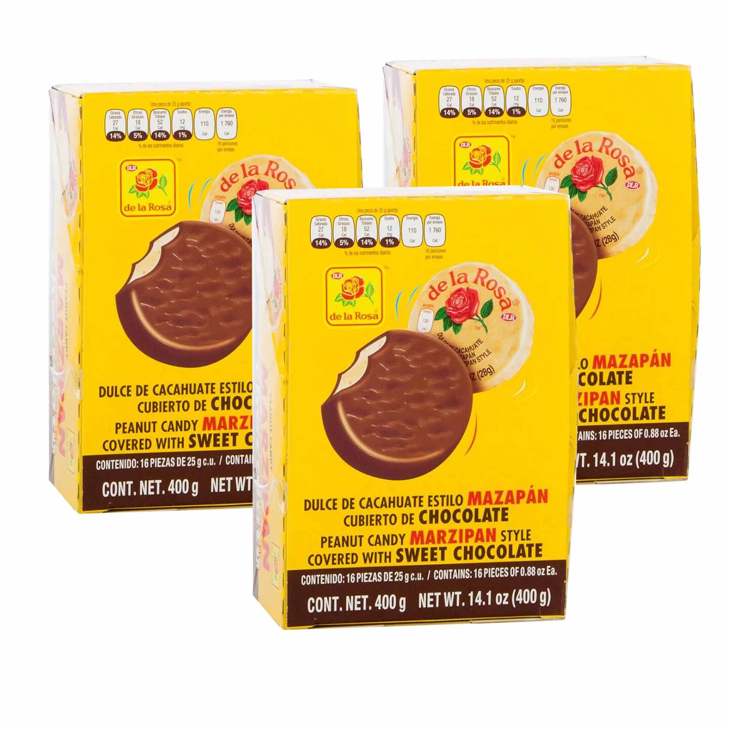 De La Rosa Mazapan Con Chocolate 14.1oz 400g 16ct