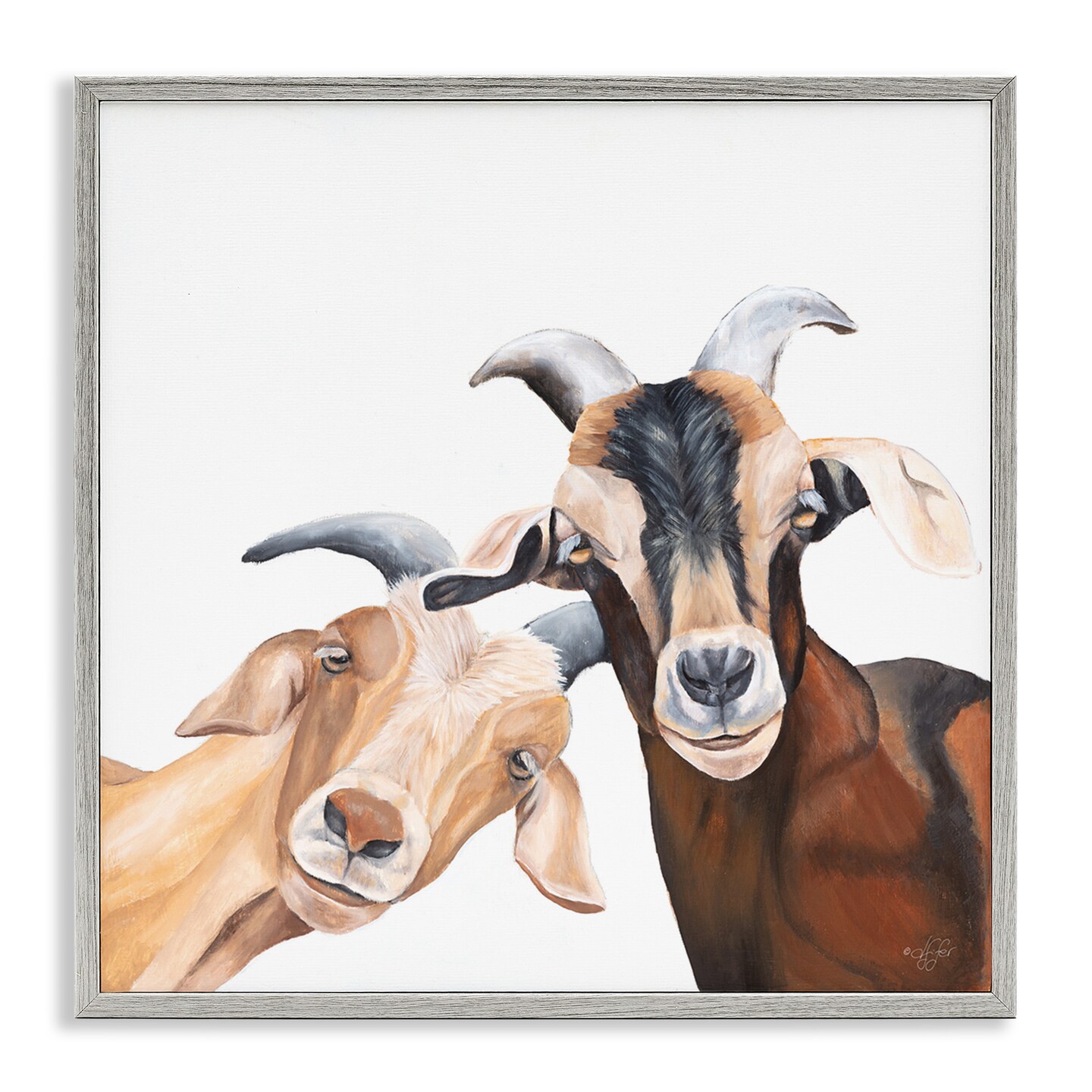 Stupell Industries Happy Goat Smiling Animals Framed Giclee Art