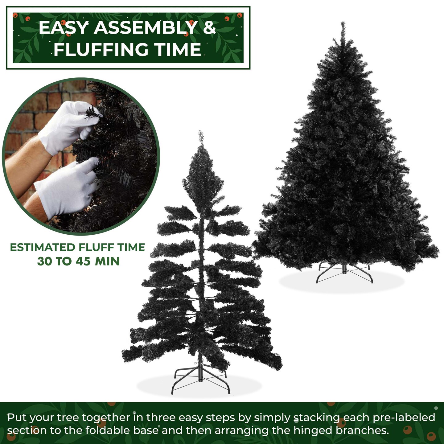 Casafield Spruce Artificial Holiday Christmas Tree with Sturdy Metal Stand