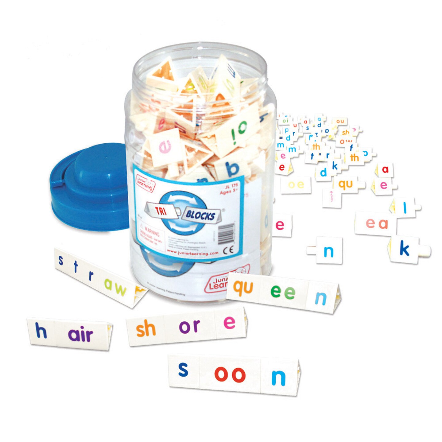 Phonics Tri-Blocks Tub Junior Learning for Ages 5-6 Kindergarten 1st Grade Learning,  Language Arts, Perfect for Home School, Educational Resources