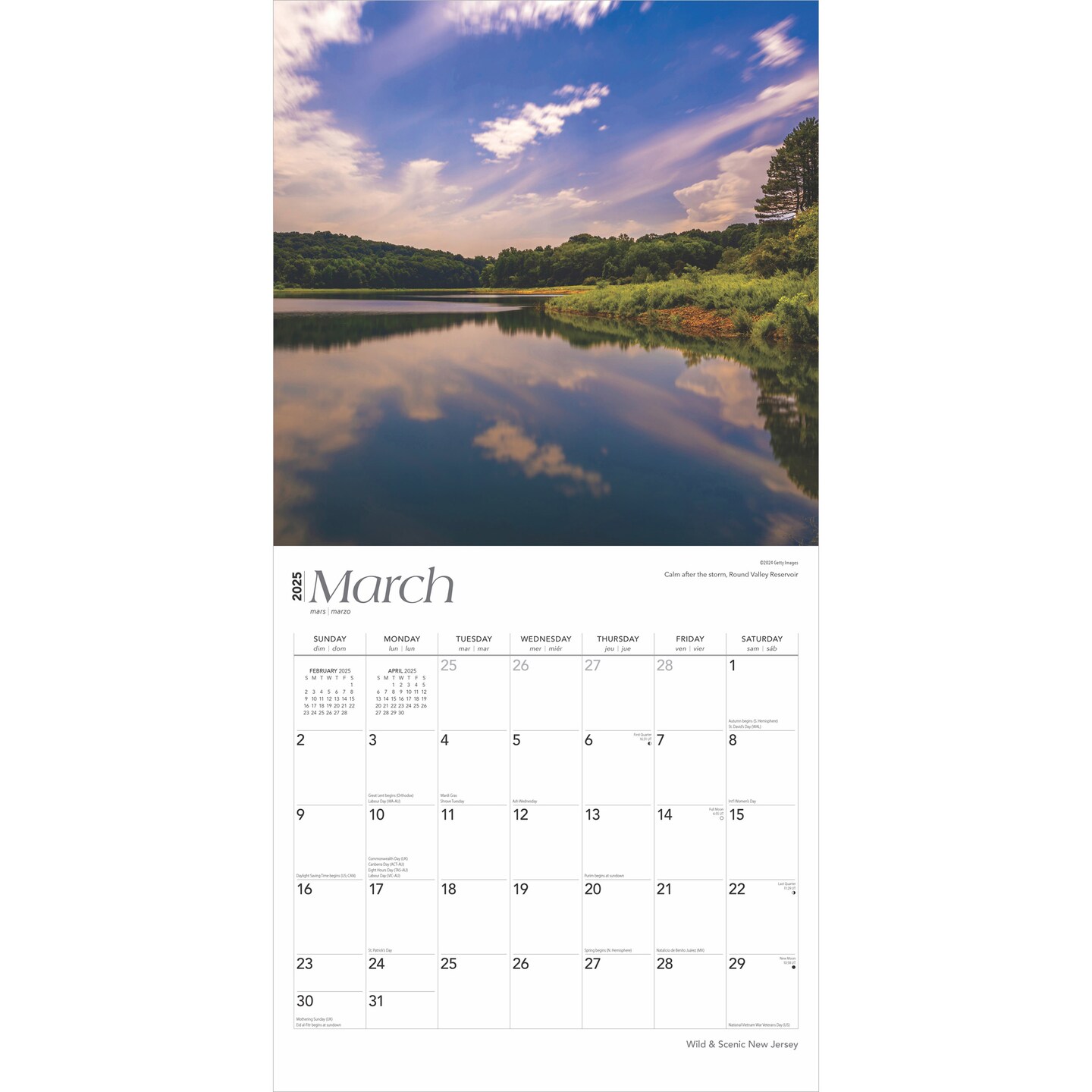 New Jersey Wild &#x26; Scenic | 2025 12 x 24 Inch Monthly Square Wall Calendar | Plastic-Free | BrownTrout | USA United States of America Northeast State Nature