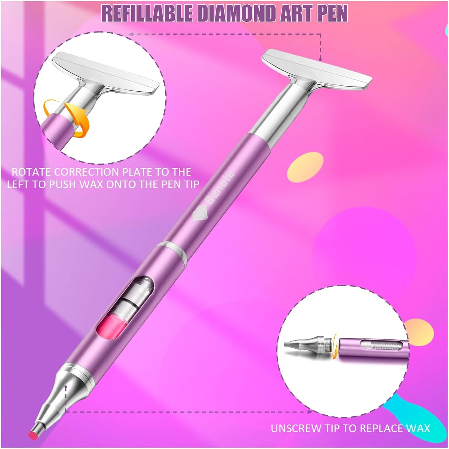 Diamond Art Painting Pen Refillable Wax &#x26; Diamond Paint Accessories Refillable Wax Pen Self-Stick Drill Pens with Metal Correction Plate for Art DIY Craft (B18)