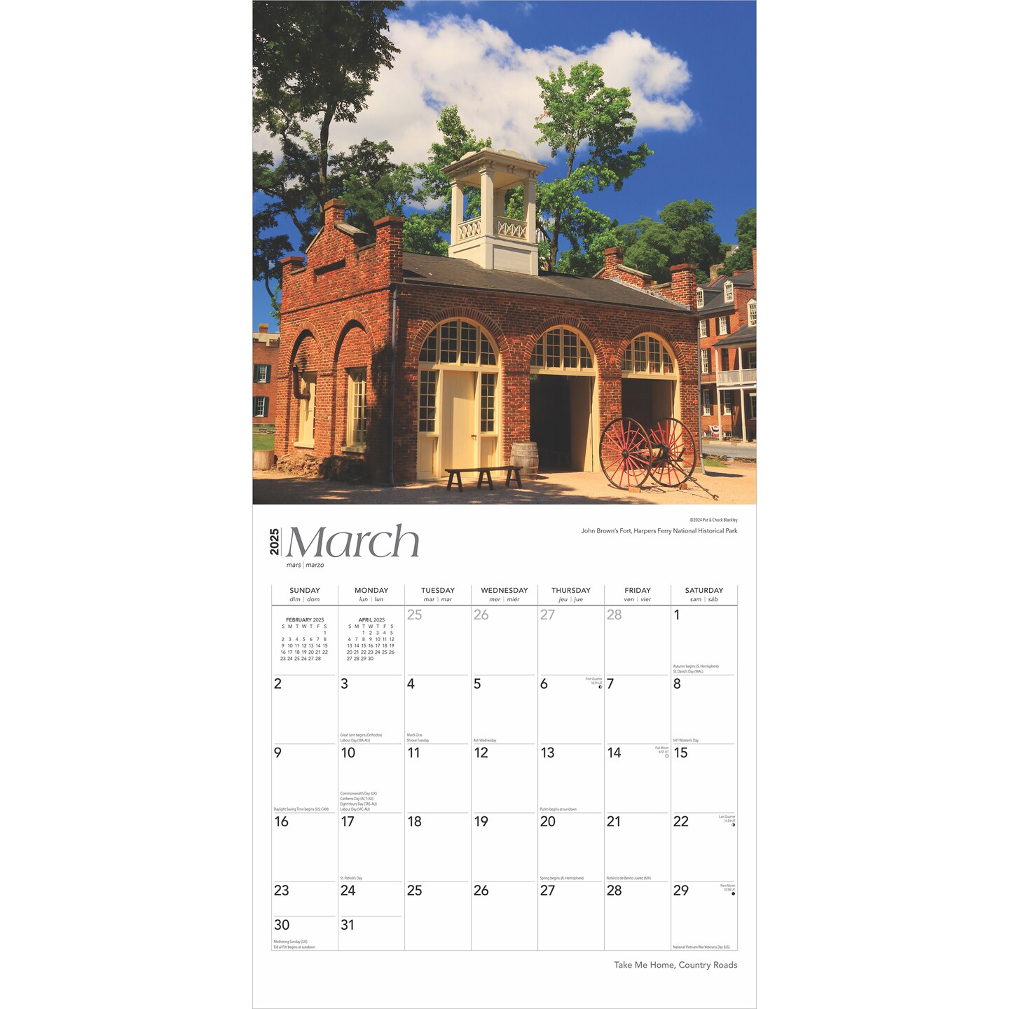 Take Me Home Country Roads | West Virginia Places | 2025 12 x 24 Inch Monthly Square Wall Calendar | Plastic-Free | BrownTrout | USA United States of America Southeast State Nature