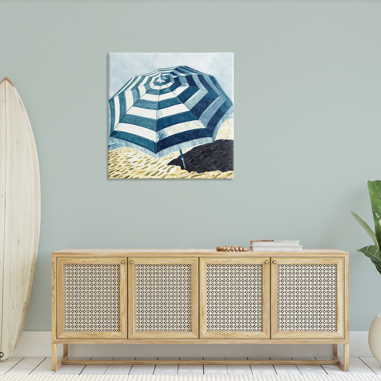 Stupell Industries Striped Beach Umbrella Canvas Wall Art