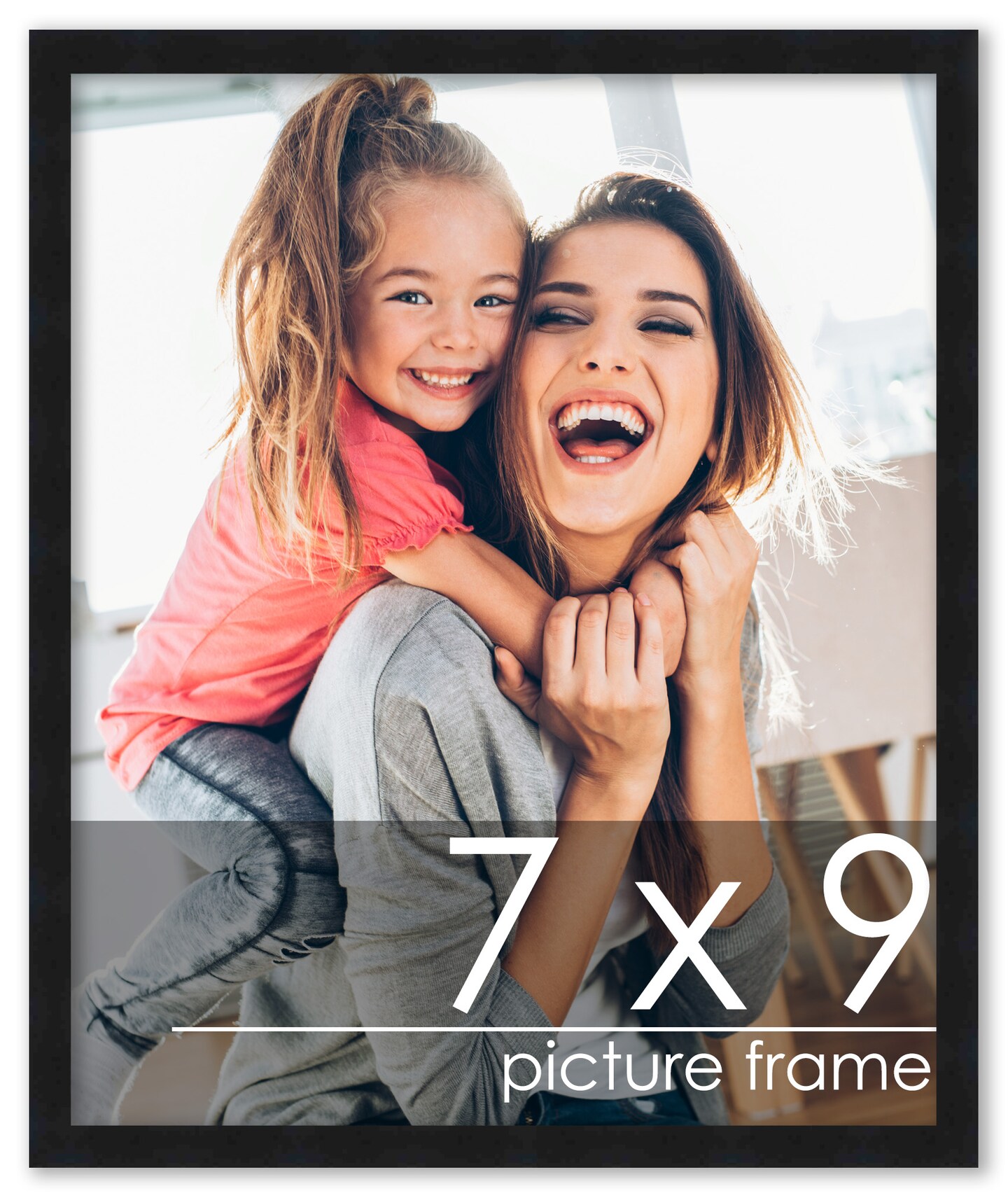 7x9 Black Wood Picture Frame - UV Acrylic, Foam Board Backing, Hanging Hardware