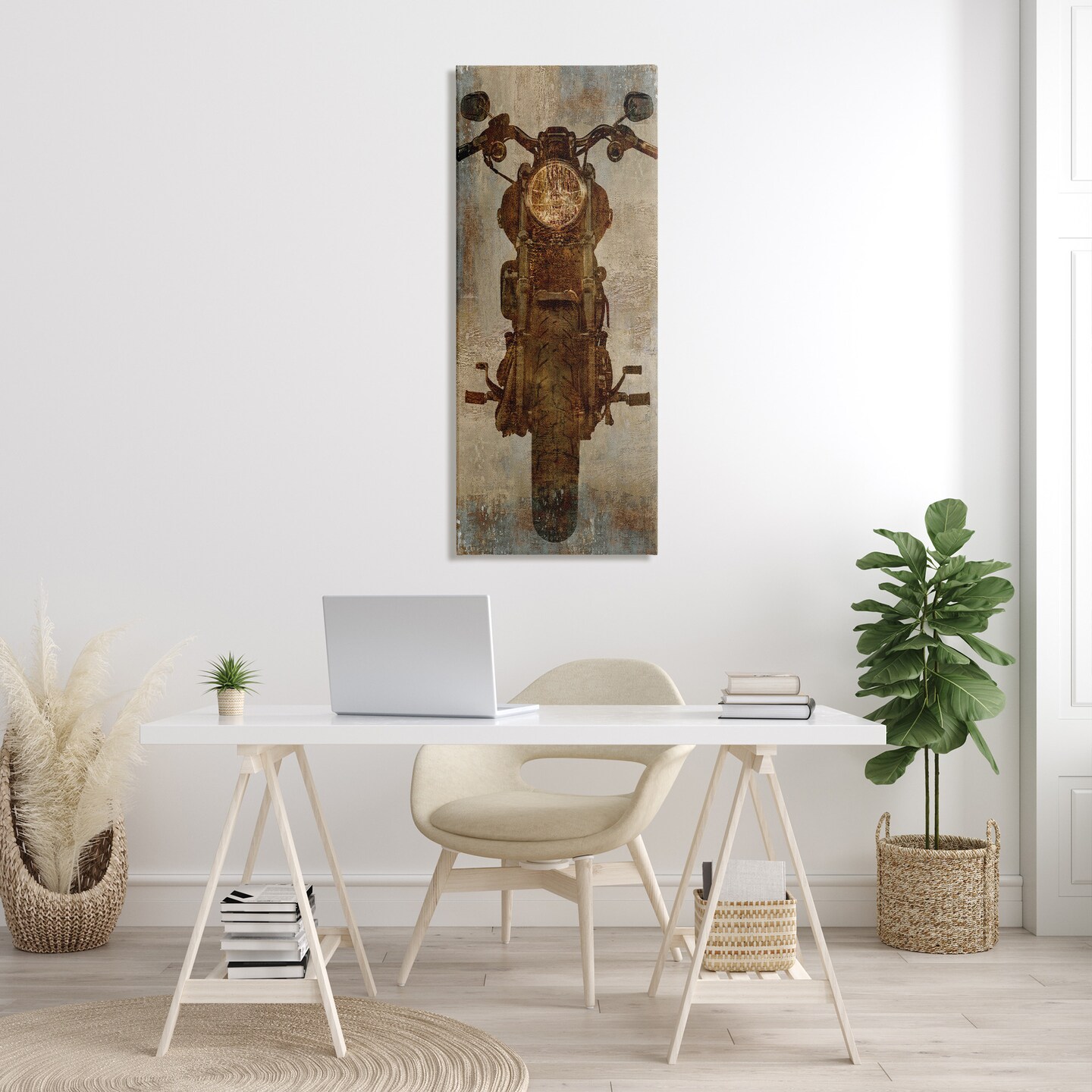 Stupell Industries Motorcycle Silhouette Rustic Pattern Canvas Wall Art