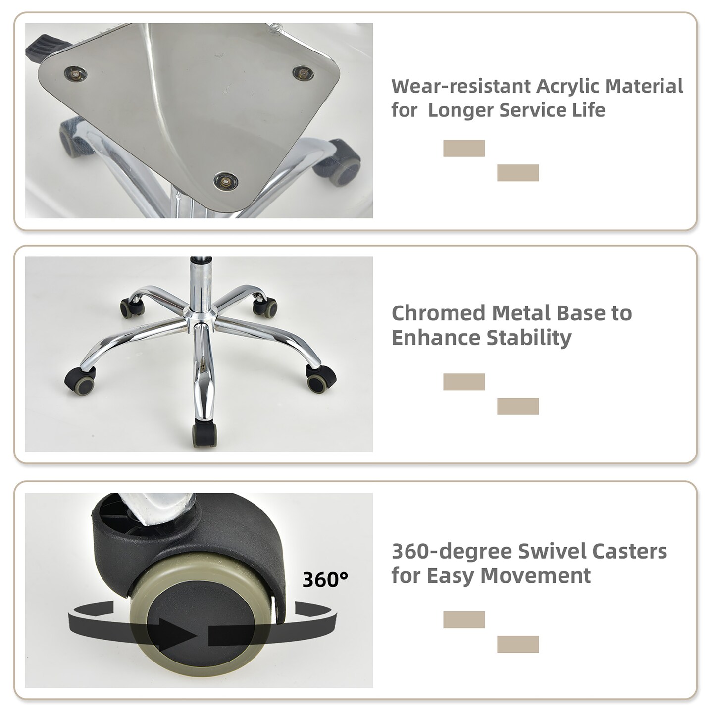 Costway Set of 2 Rolling Acrylic Armless Desk Chair Swivel Vanity Ghost Chair Adjustable