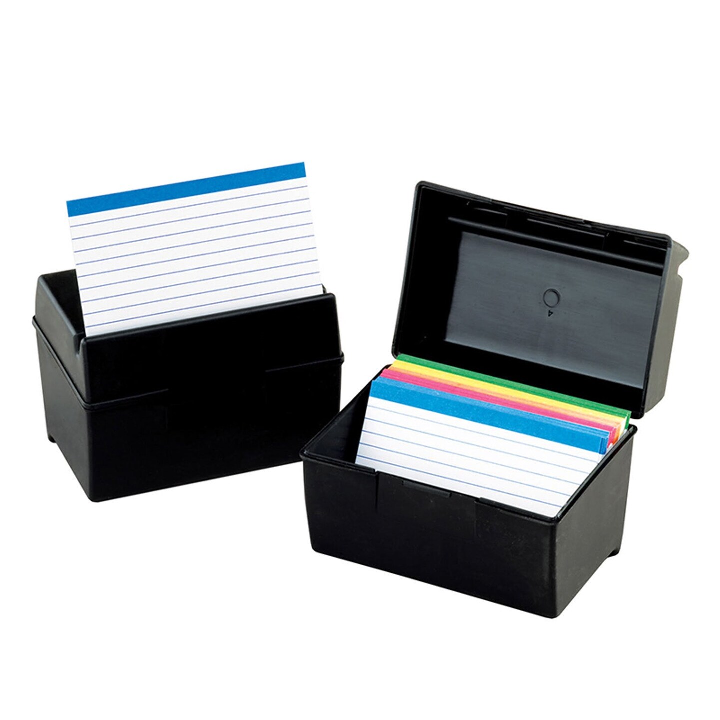 Plastic Index Box, 3&#x22; x 5&#x22;, 300 Card Capacity, Black