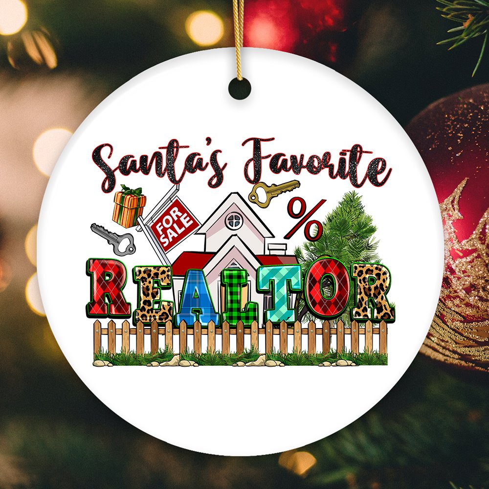 Santa’s Favorite Realtor Christmas Ornament, Real Estate Agent Gift