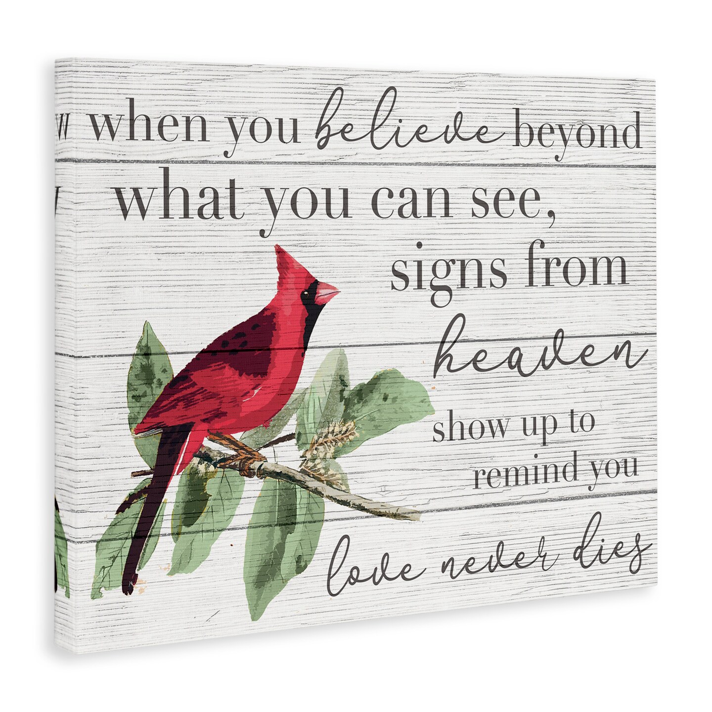 Stupell Industries Love Never Dies Inspirational Cardinal Canvas Wall Art
