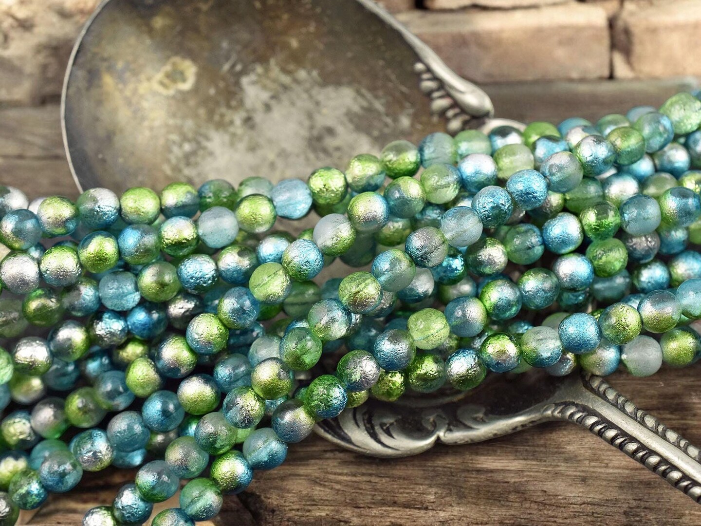 Etched Laguna Celestial Round Druk Beads -- Choose Your Size