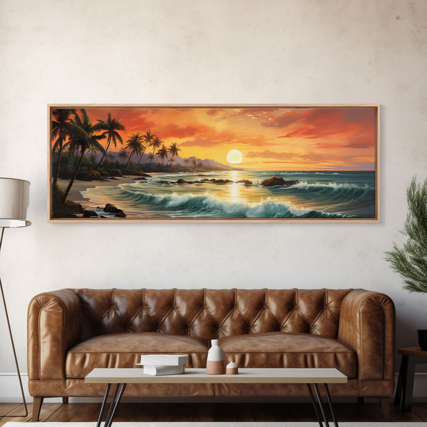 Large brown beach oil store painting, Ocean scape, beachscape, calm sea paingitn,Bedroom Living room painting, fireplace wall art, Lounge Mural