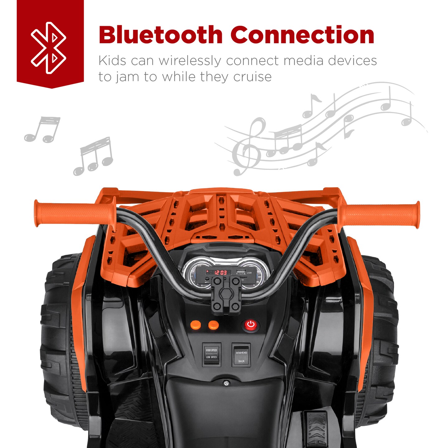 Best Choice Products 12V Kids Ride-On ATV Quad w/ Bluetooth, 3.7mph Max, Treaded Tires, LED Lights, Radio