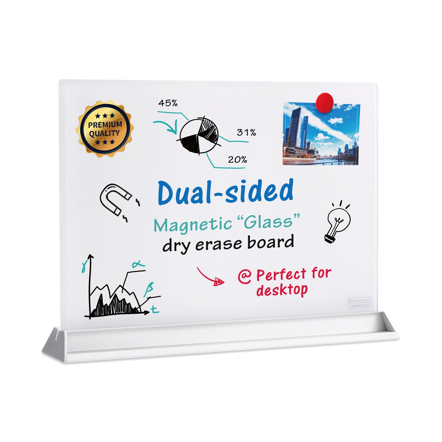 Audio-Visual Direct Magnetic Desktop Memo White Board Planner for Reception & Office