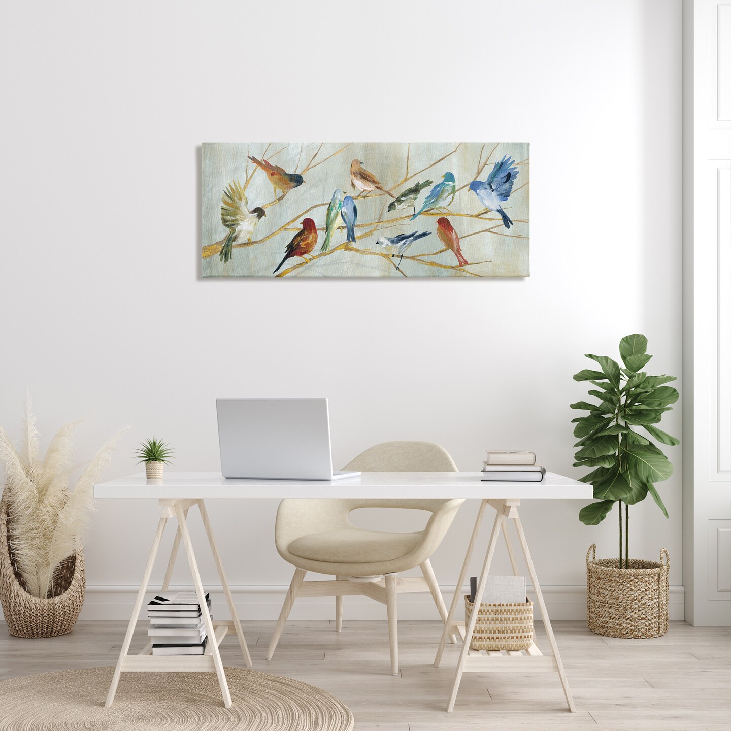 Stupell Industries Birds Resting Autumn Branches Canvas Wall Art