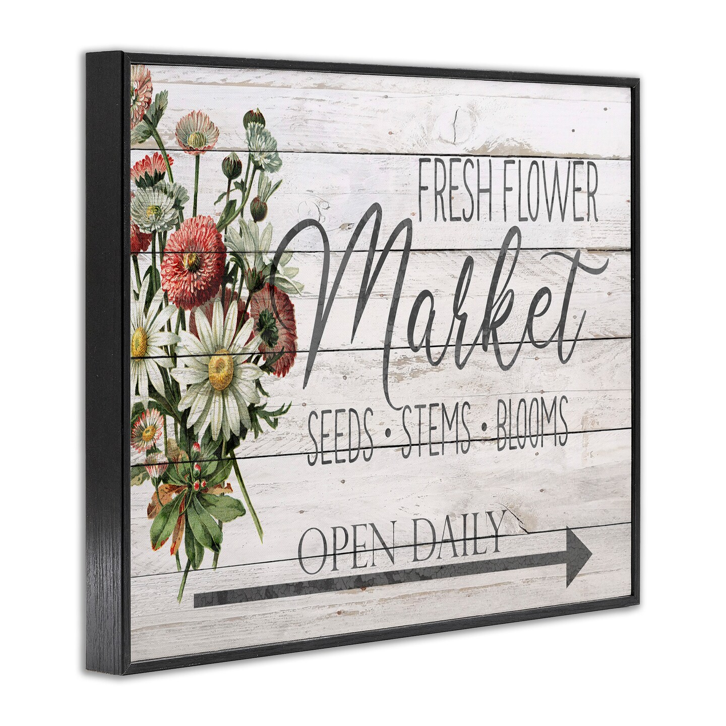 Stupell Industries Planked Style Fresh Flower Market Framed Giclee Art
