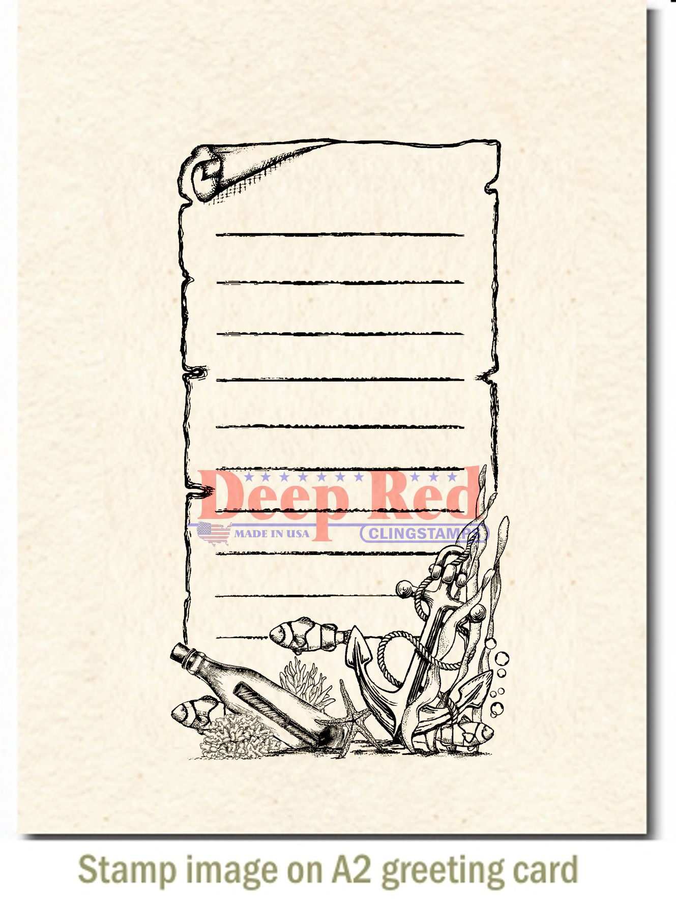 Deep Red Stamps Sea Notes Rubber Cling Stamp